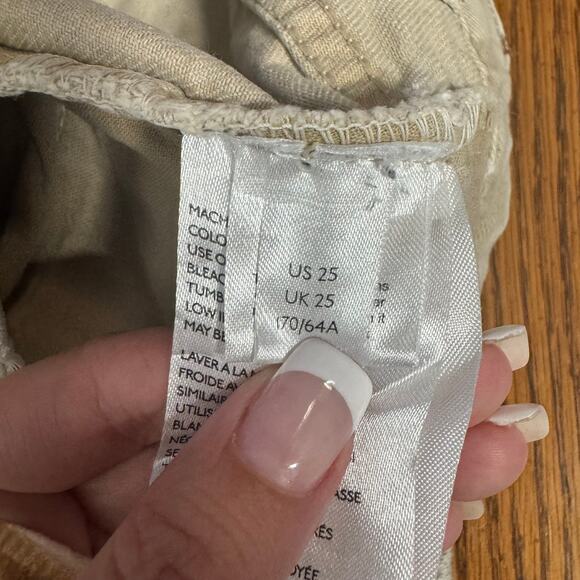 Free People We The Free Pants Women 25 Tan High Rise Distressed Straight Minimal - Picture 7 of 9